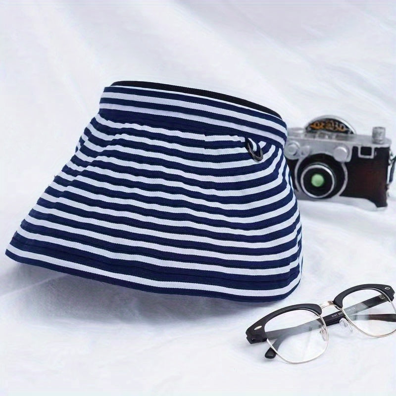 Striped Foldable Visor Hat Sun Protection Women