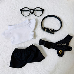 20Cm Doll Clothes Pants Vest Set Collar Shoes Glasses for 20Cm Plush Doll