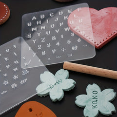 3pcs Leather Printing Plastic Transparent Letter Stamp DIY Tools