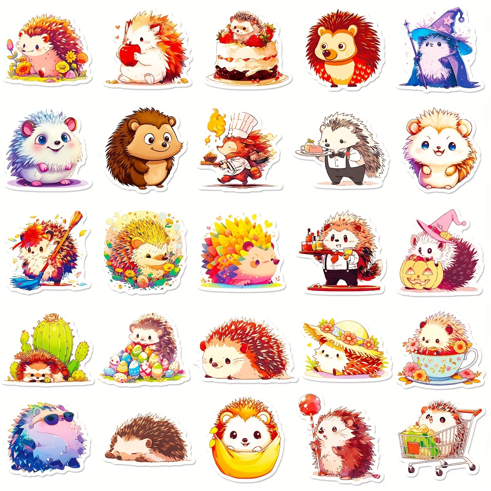 50pcs Hedgehog Stickers Waterproof DIY Friendly for Water Bottles Laptops Phones