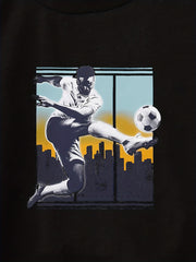 2pcs Boys Football Player Short Sleeve Tees & Shorts Sets Summer Outfits
