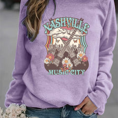 Nashville Music City Print Sweatshirt