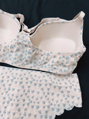 Heart Print Push Up Bra & Panties Lingerie Set