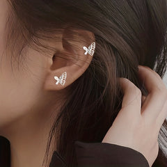 Butterfly Stud Earrings Double Layer Daily Accessories