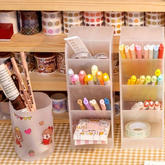 4 Piece Pen Storage Box Desktop Pencil Makeup Brush Storage Rack