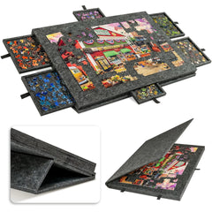 Portable Puzzle Table with Stand and 6 Drawers