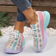 Casual Floral Print Running Shoes Breathable Lightweight Sport Sneakers