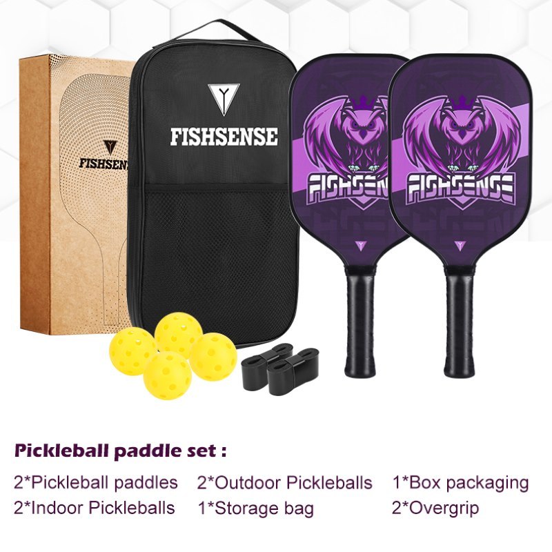 Carbon Fiber 25 Fiberglass Pickleball Paddle Set with 2 Paddles, 4 Balls
