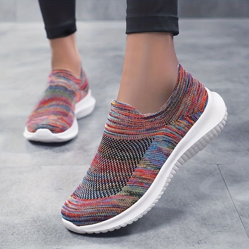 Colorful Lightweight Slip On Sneakers Mesh Breathable Shoes