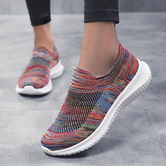 Colorful Lightweight Slip On Sneakers Mesh Breathable Shoes