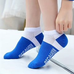 5 Pairs Boys Mesh Breathable Ankle Socks for Spring Summer