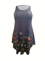 Floral Print Scoop Neck Tank Nightdress Plus Size