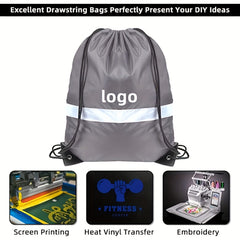 10pcs Reflective Drawstring Backpack for Sports Towel Water Cup Cosmetics