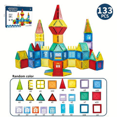 Travel Magnetic Blocks Educational DIY Building Toy for Kids Aged 3-8