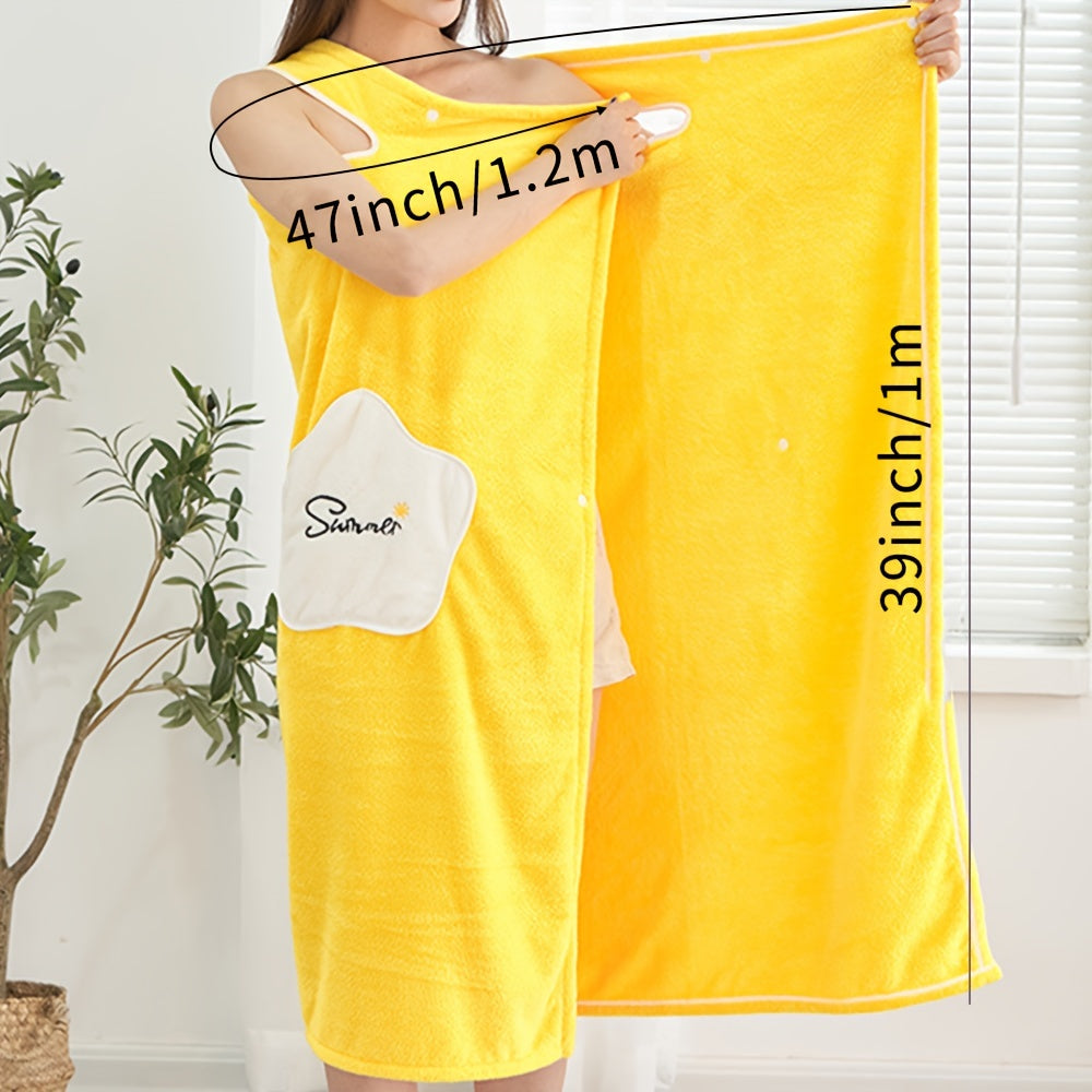 Oversized Women's Wearable Bath Towel with Pocket