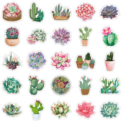 50 Adorable Succulent Cactus Waterproof Stickers for Phone Cases & Notebooks