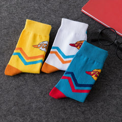 3 Pairs Cartoon Graffiti Mid Tube Socks Women's Stockings