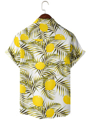 Men's Lemon Print Hawaiian Shirt for Summer Vacation