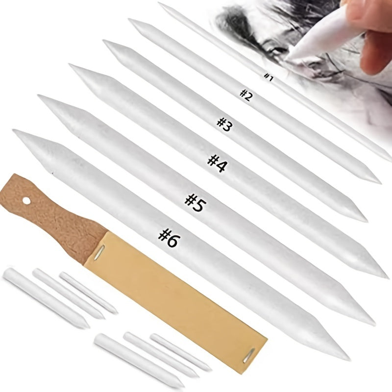 12pcs Blending Stumps & Tortillions for Paper Art with Sharpener