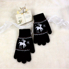 Print Winter Stretchy Knit Cuff Gloves For Kids