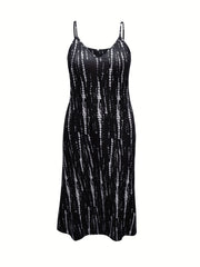 Tie Dye V Neck Maxi Dress Medium Stretch