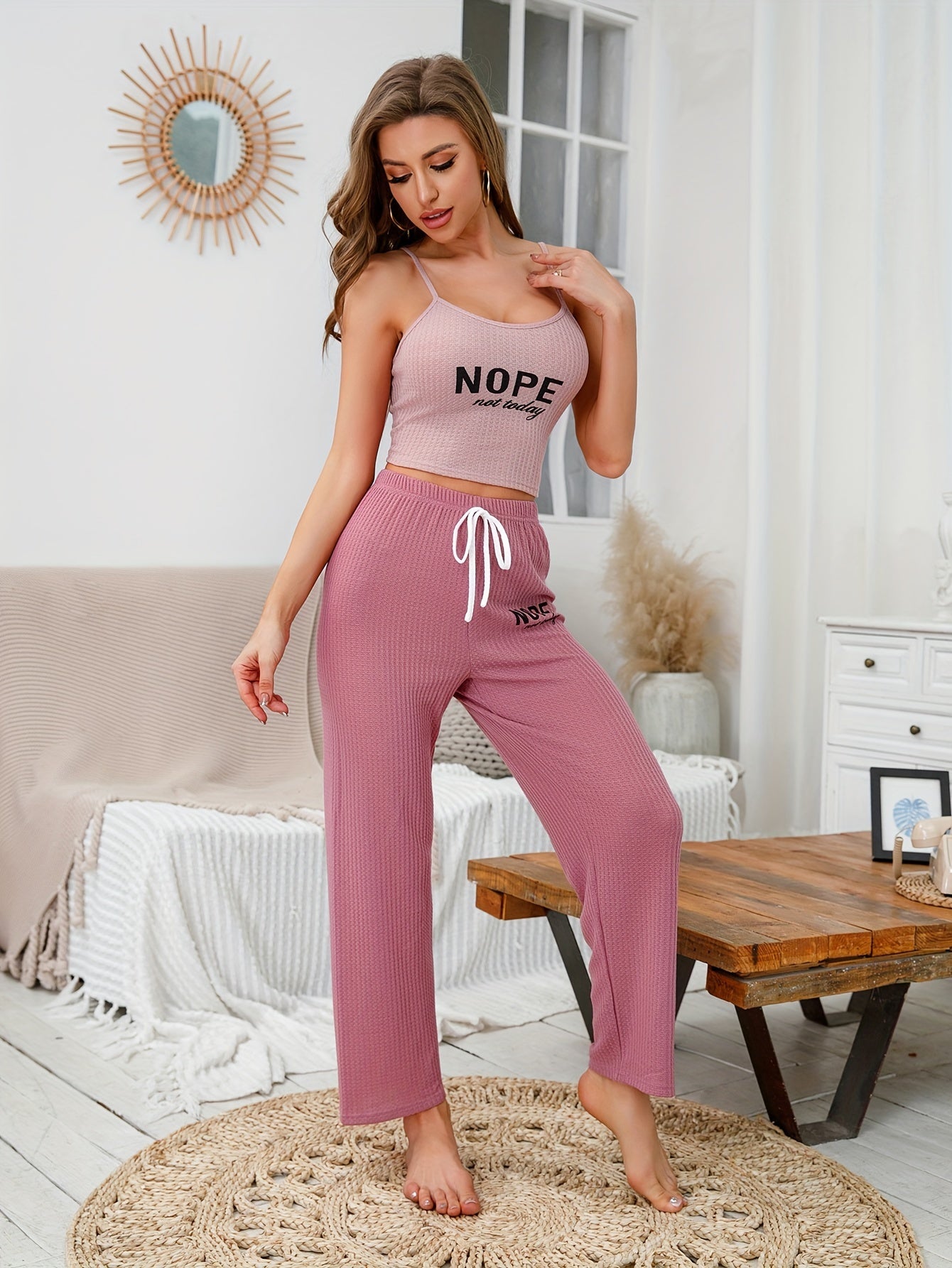 Waffle Lounge Set Cami Top & Pants