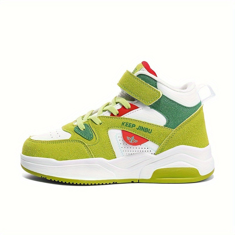 Boy's High Top Skate Shoes Comfy Non Slip Casual Lace Up Sneakers For Kids