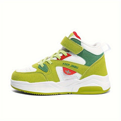 Boy's High Top Skate Shoes Comfy Non Slip Casual Lace Up Sneakers For Kids