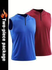 Men's Quick Dry Hooded Sleeveless Shirt For Workout Athletic