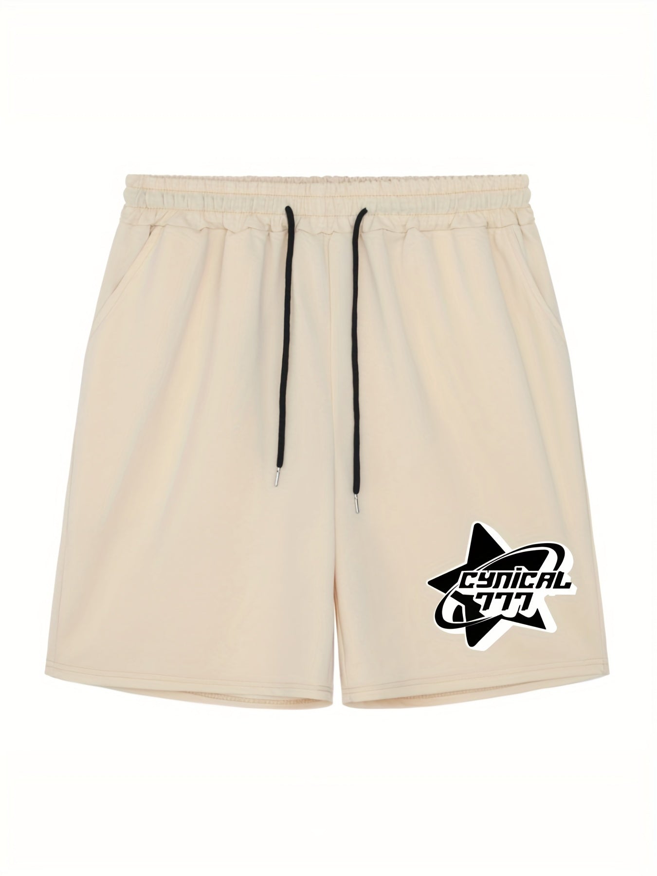 Star Pattern Comfy Shorts Men's Casual Solid Elastic Waist Draw