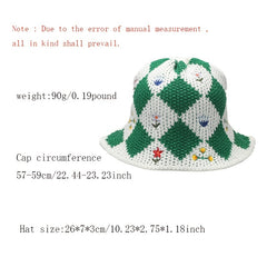 Embroidered Floral Bucket Hat for Women Warm Autumn Winter