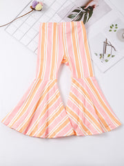 Girls Block Stripe Flare Leg Pants Spring Summer Clothes