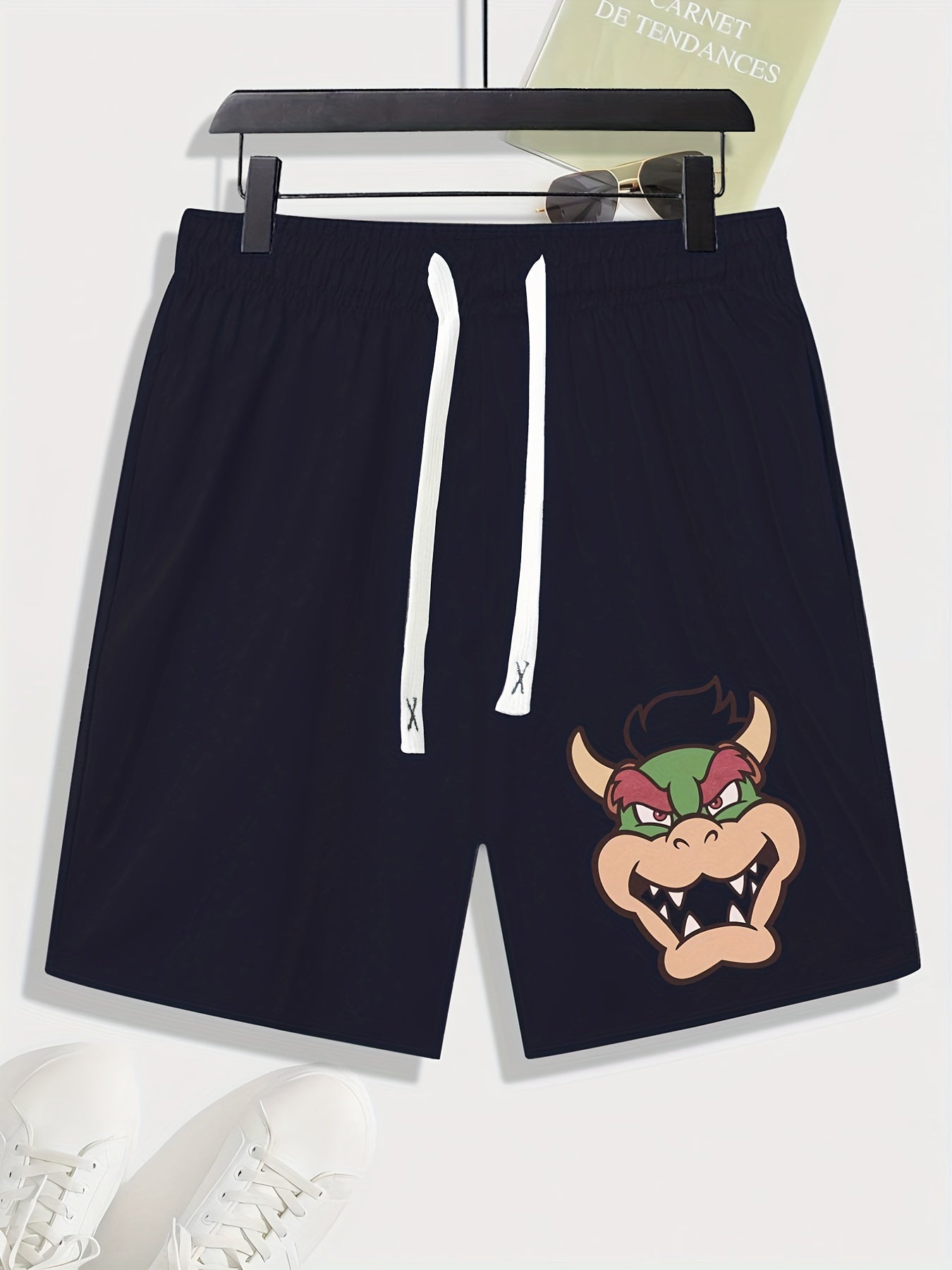 Cartoon Bull Print Men's Loose Drawstring Shorts
