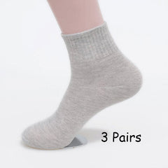 3 Pairs Solid Socks Comfortable & Breathable Women's Crew Socks