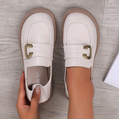 Women's Letter Chunky Heel Loafers Stylish Outdoor Shoes