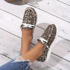 Leopard Print Slip-On Canvas Sneakers Lightweight Walking Shoes
