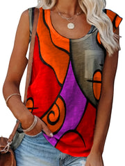Colorful Sleeveless Tank Top Crew Neck Casual Top for Spring & Summer