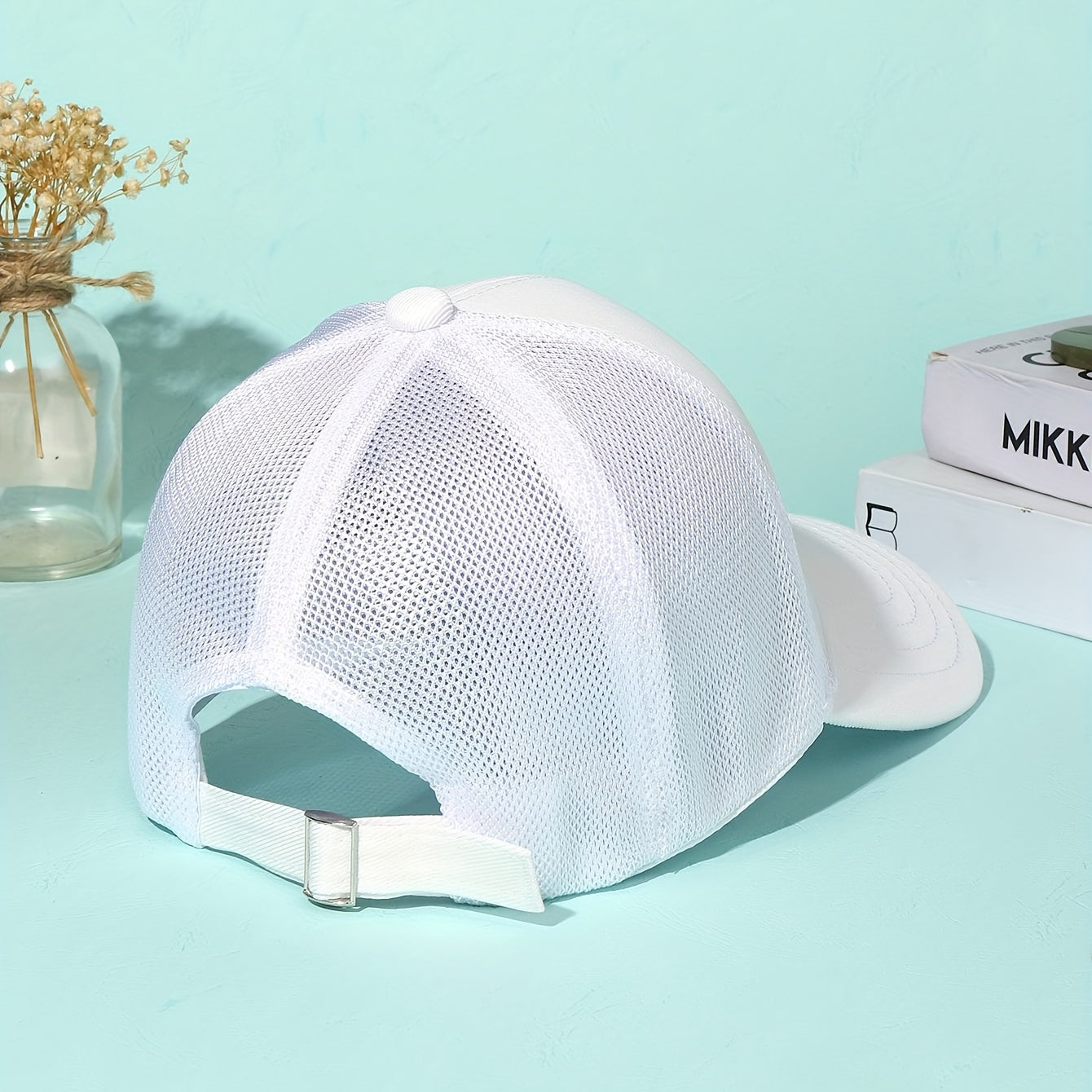 Letter Embroidery Mesh Trucker Hat Solid Cotton Breathable Baseball Cap