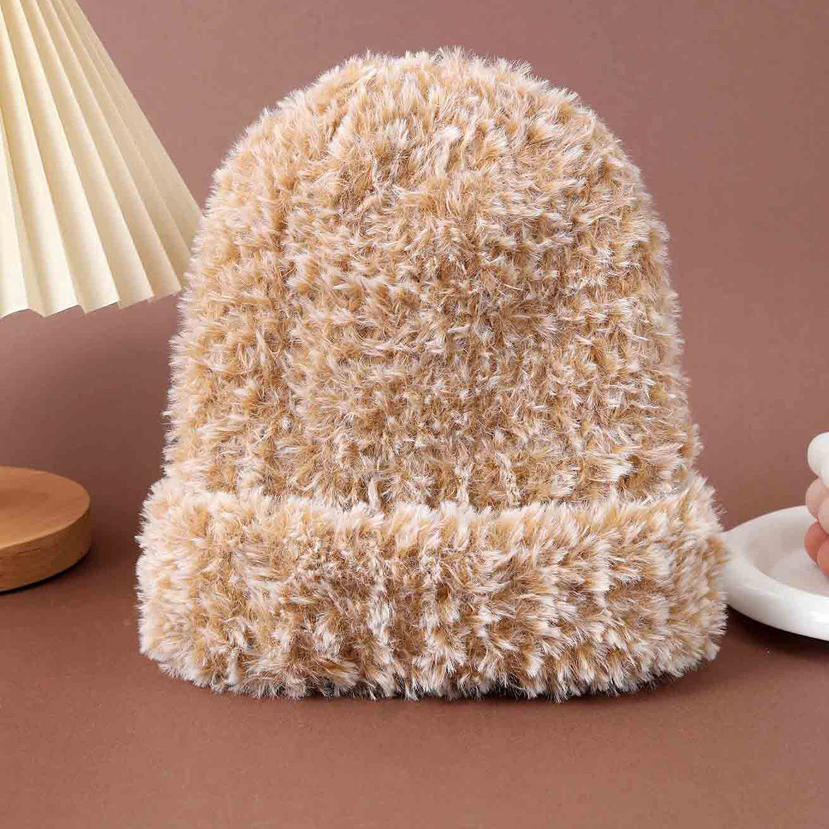 Furry Warm Hat for Women - Windproof Plush Knit Beanie