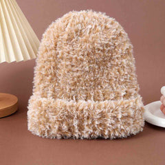 Furry Warm Hat for Women - Windproof Plush Knit Beanie