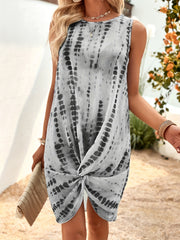 Tie Dye Twist Front Sleeveless Dress