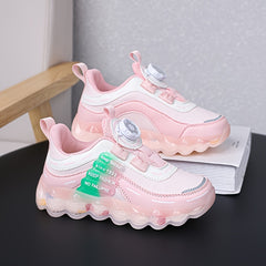 Girl's Rotating Buckle Running Shoes Soft Sole Sneakers