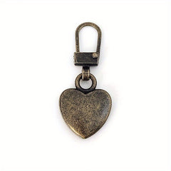 5pcs Metal Zipper Pull Ji Heart Shape Coat Backpack Jacket Pants Jeans Purse