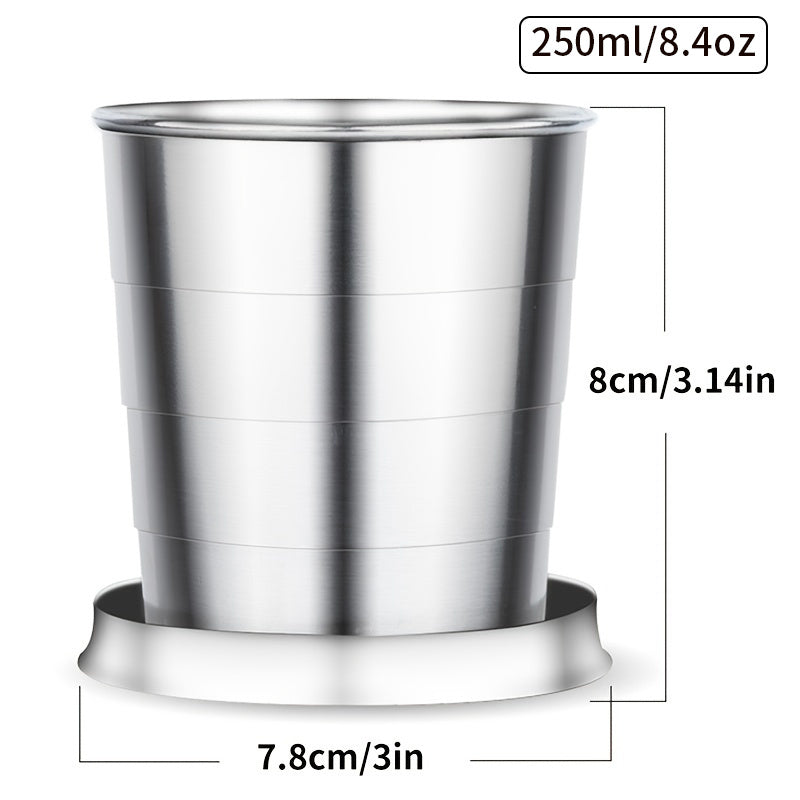 250ml Portable Stainless Steel Water Cup Outdoor Travel Folding Durable