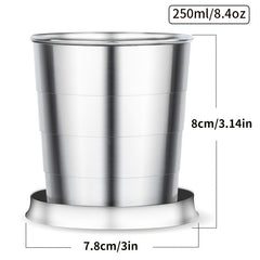250ml Portable Stainless Steel Water Cup Outdoor Travel Folding Durable
