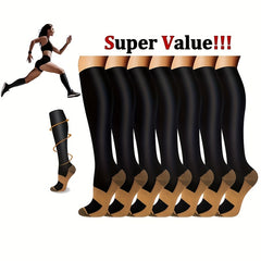 7 Pairs Copper Compression Socks Men Women Improve Circulation Boost Performance