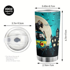 590ml Halloween Printed Stainless Steel Water Cup Double layer Leakproof Bottle