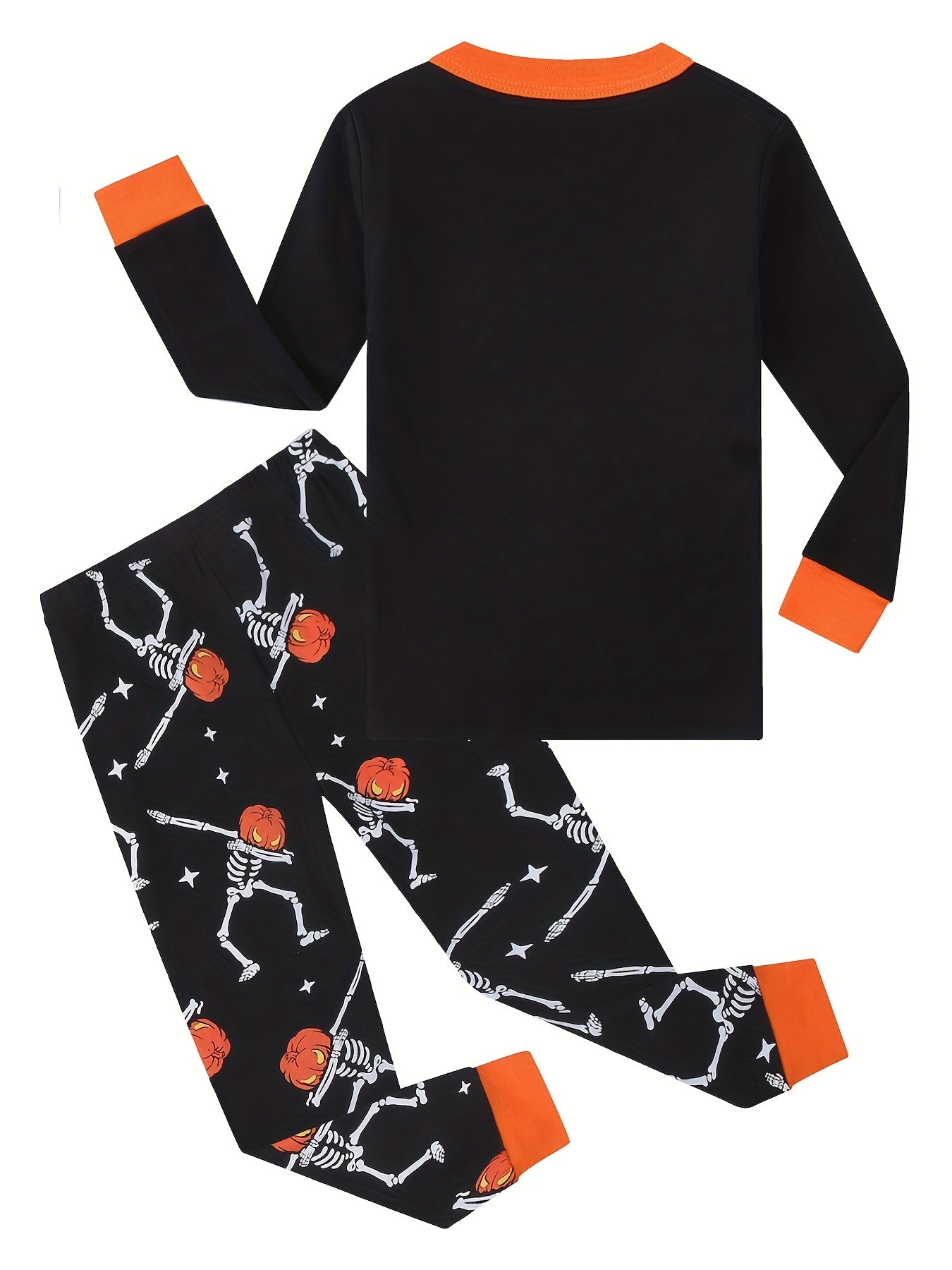 Halloween Pajamas Boys Girls Pumpkin Skeleton Print Toddler Kids Pjs Set