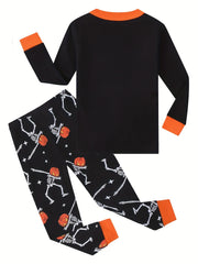 Halloween Pajamas Boys Girls Pumpkin Skeleton Print Toddler Kids Pjs Set