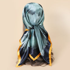 Flower Print Bandana Square Head Scarf Silk Floral Head Scarves Silk Hair Scarf